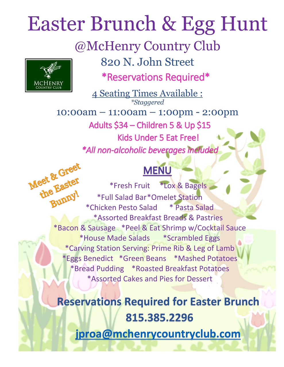Easter Brunch & Egg Hunt McHenry Country Club